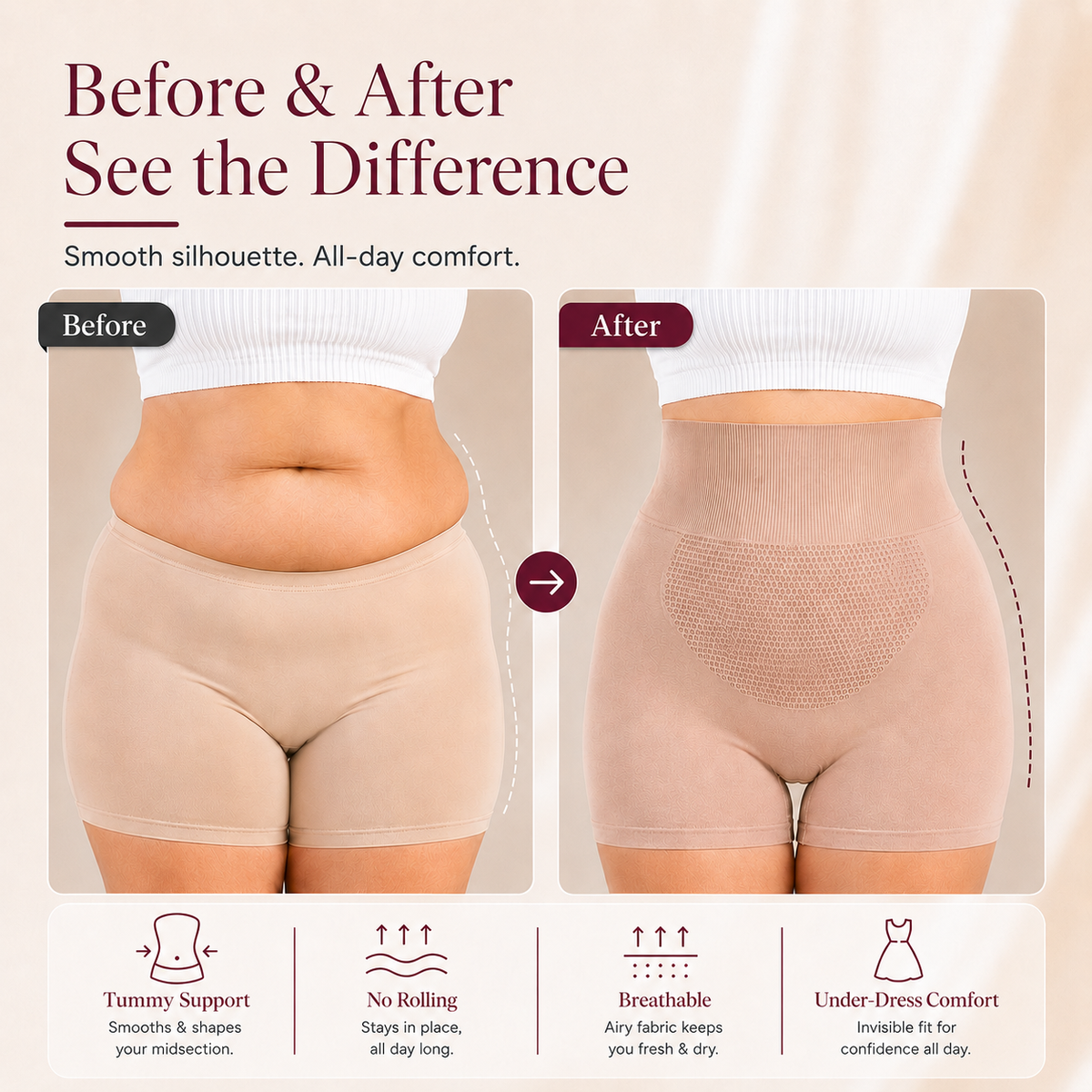 High-Waisted Tummy Tucking shots for womens