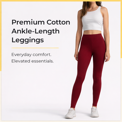 PureEase Premium Cotton Leggings - Deep Maroon