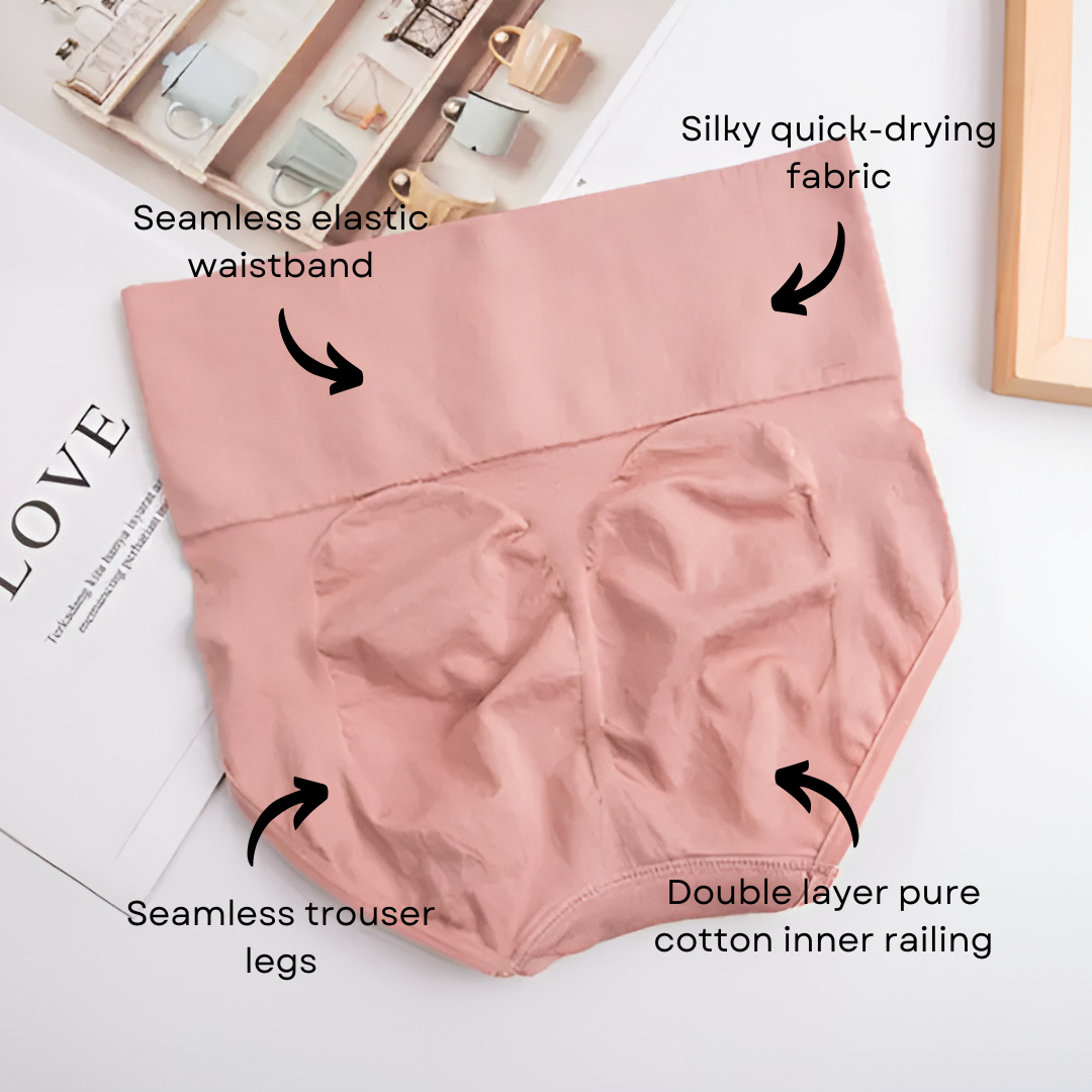 High-Waisted Tummy Control Seamless Underwear ( Beige ) Pack Of 2