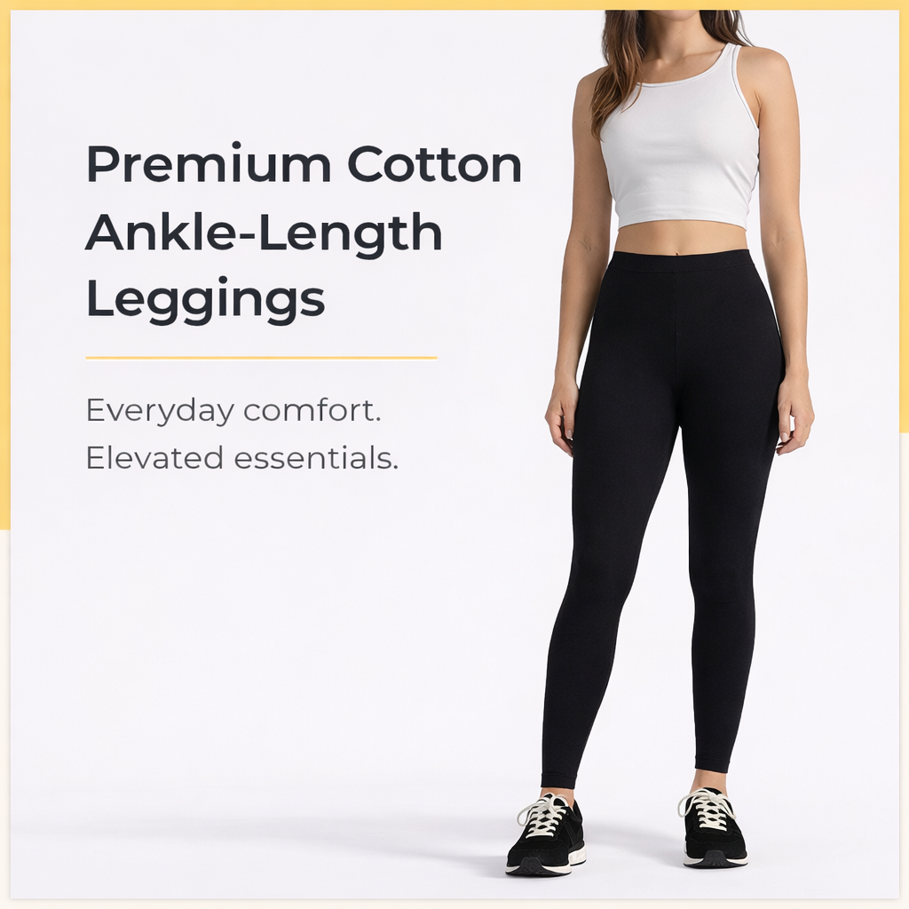PureEase Premium Cotton Leggings - Black