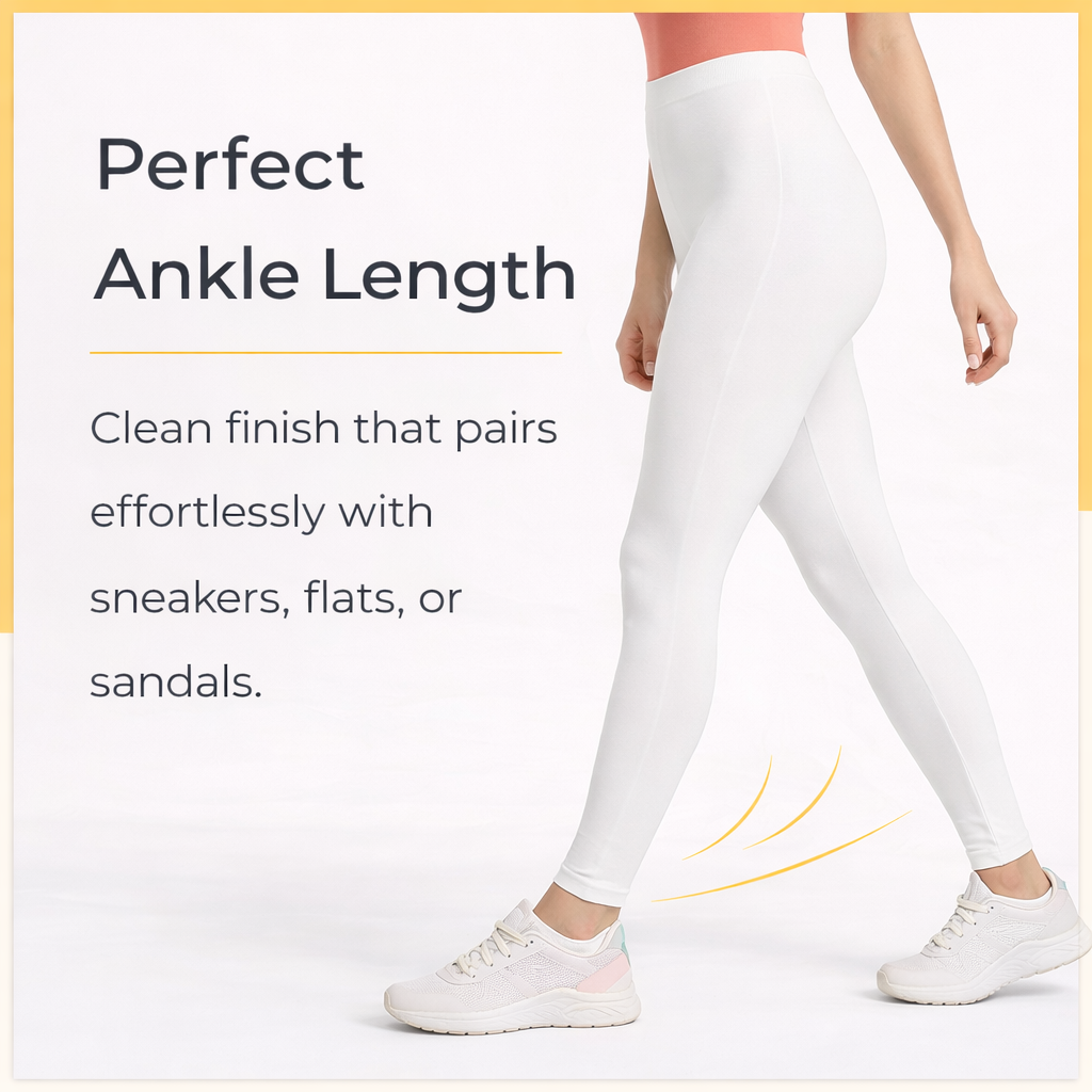 PureEase Premium Cotton Leggings - White