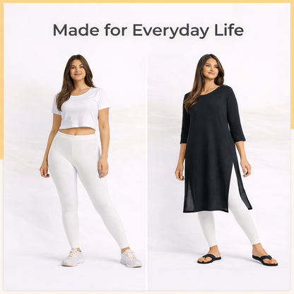 PureEase Premium Cotton Leggings - White