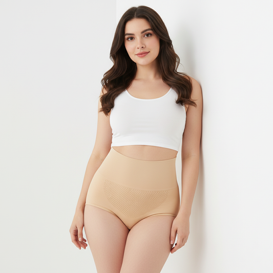 High-Waisted Tummy Control Seamless Underwear ( Beige ) Pack Of 2