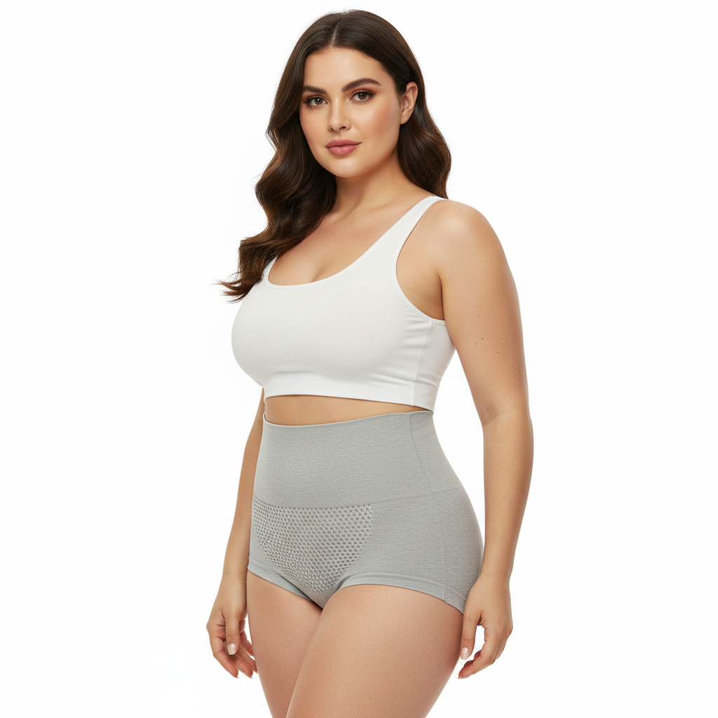 High-Waisted Tummy Control Seamless Underwear ( Grey ) Pack Of 2