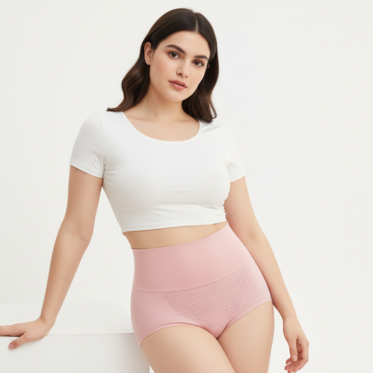 High-Waisted Tummy Control Seamless Underwear ( Pink ) Pack Of 2
