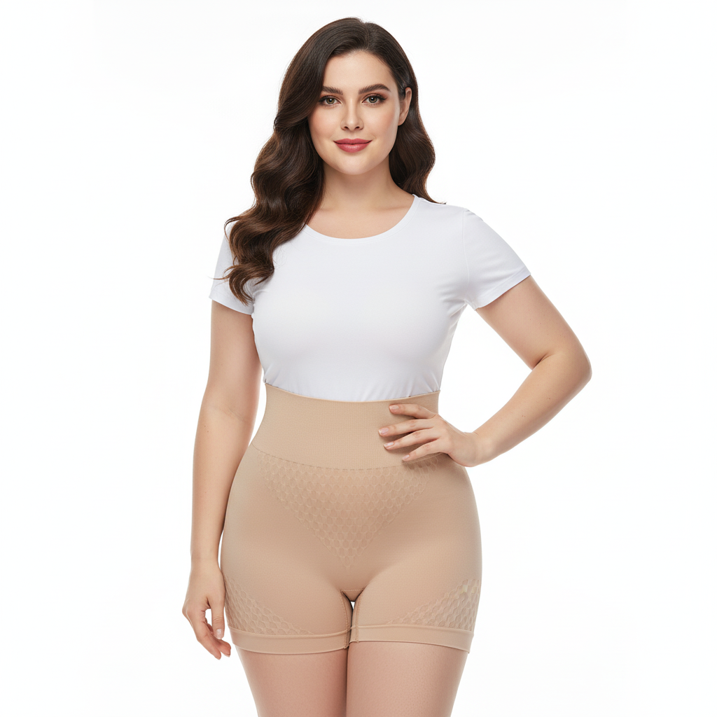 Womens High waisted Tummy Tucking Seamless Boy Shots (Pack of 2) Skin