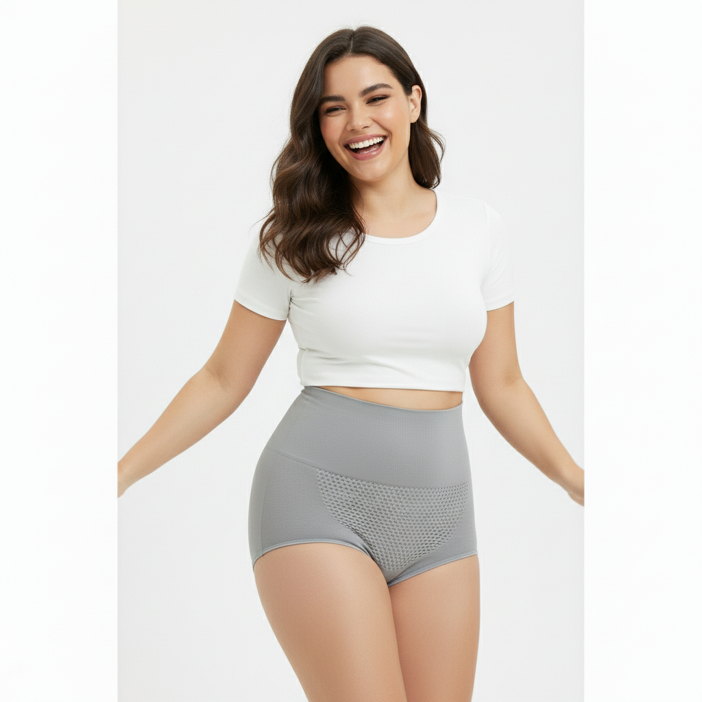 High-Waisted Tummy Control Seamless Underwear ( Grey ) Pack Of 2