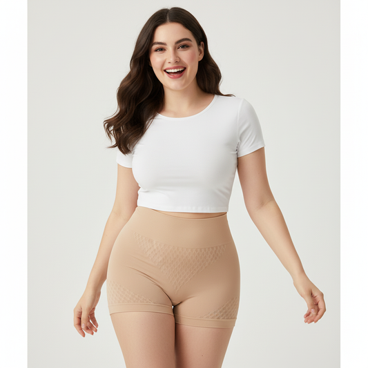 Womens High waisted Tummy Tucking Seamless Boy Shots (Pack of 2) Skin