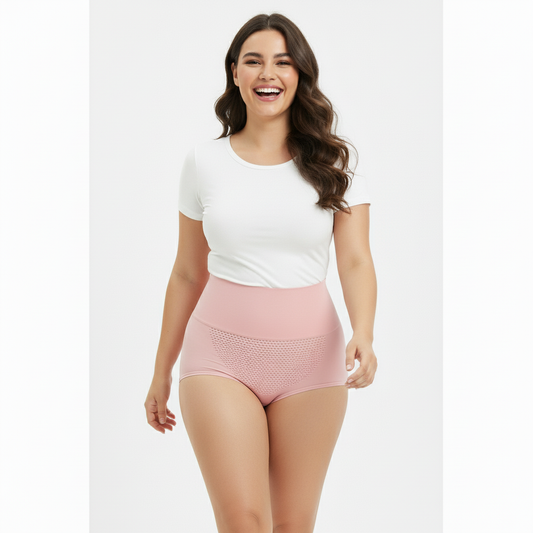 High-Waisted Tummy Control Seamless Underwear ( Pink ) Pack Of 2