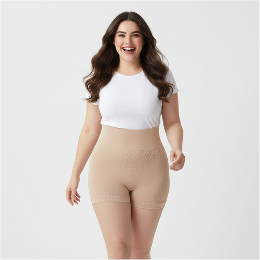 Womens High waisted Tummy Tucking Seamless Boy Shots (Pack of 2) Skin