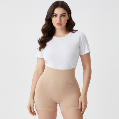 Womens High waisted Tummy Tucking Seamless Boy Shots (Pack of 2) Skin